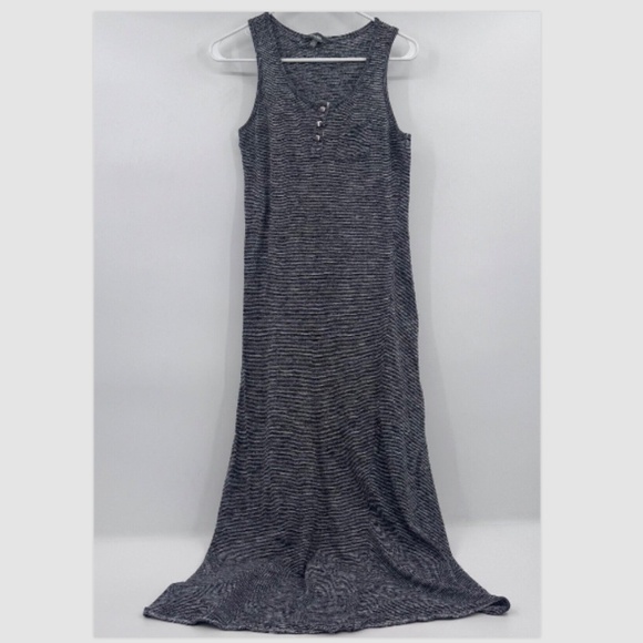 Neiman Marcus Dress Women Medium Black Striped Sleeveless Tank Maxi Back Slit - Picture 1 of 12